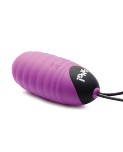 Ovo vibrante de silicone com nervuras 28X controlado remotamente - Roxo Profundo