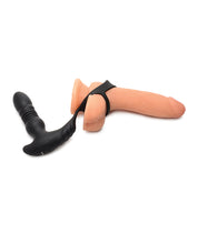 Carregue a imagem no visualizador da Galeria, ThunderPlugs 10X Thrusting Silicone Vibrator w/Cock &amp; Ball Strap &amp; Remote - Black
