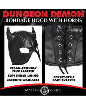 Load image into Gallery viewer, Horned Demon Bondage Hood - Black PU Leather Costume Accessory
