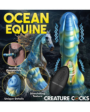 Load image into Gallery viewer, Iridescent Sea Stallion Remote-Controlled Vibrating Dildo - Blue/Yellow
