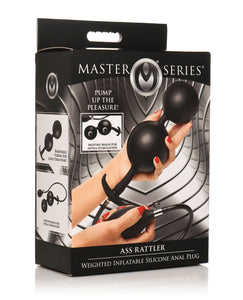 Master Series Ass Rattler Plugue Anal De Silicone Inflável Ponderado - Preto