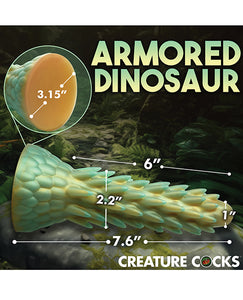 Spikad Stegosaurus Silikon Njutningsdildo - Teal & Guld