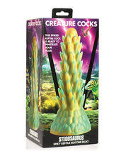 Load image into Gallery viewer, Spiked Stegosaurus Silicone Pleasure Dildo - Teal &amp; Gold
