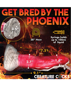 Resurrector Phoenix Squirting Silicone Dildo - Fiery Red and Pure White