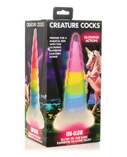 Charger l&#39;image dans la visionneuse de la galerie, Dildo en silicone en forme de corne de licorne arc-en-ciel phosphorescent
