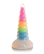 Load image into Gallery viewer, Glow-in-the-Dark Rainbow Unicorn Horn Silicone Dildo
