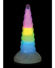 Load image into Gallery viewer, Glow-in-the-Dark Rainbow Unicorn Horn Silicone Dildo
