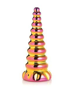 Mystical Unicorn Horn Glass Dildo in Twilight Rainbow