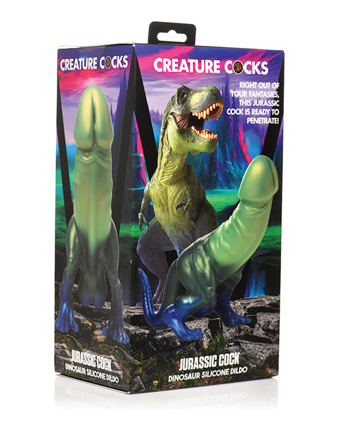 Dino Delight : Dildo en silicone scintillant en forme de dinosaure avec base à ventouse