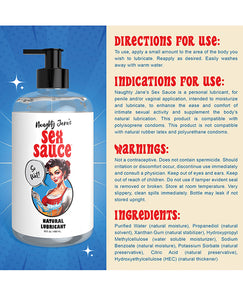 Naughty Jane's All-Natural Sex Sauce Lubricant - oz