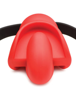 Gag de Silicone de Conforto Extremo - Design Vermelho e Preto