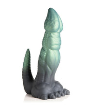 Charger l&#39;image dans la visionneuse de la galerie, Dildo en silicone Dino Delight - Noir/Teal
