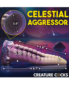 Galaktisk Tentakel Silikon Dildo - Kosmisk Lila & Vit