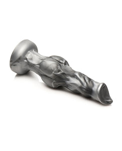 Night Prowler Silicone Dildo by Creature Cocks - Black/Silver Edition