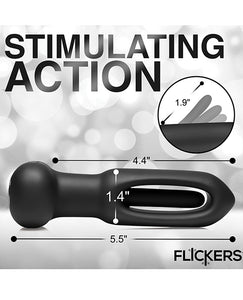 Inmi Bum Flick Flicking & Vibrating Silicone Butt Plug kaukosäätimellä - musta