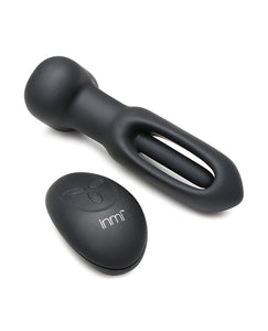 Inmi Bum Flick Flicking & Vibrating Silicone Butt Plug kaukosäätimellä - musta