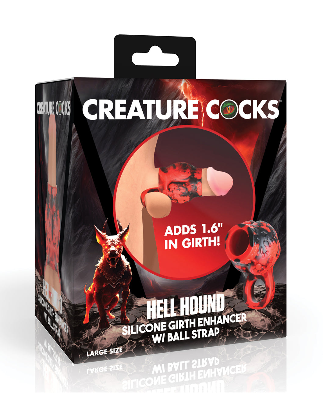 Creature Cocks Hell Bound Dual Function Penis Sleeve & Ball Stretcher - Red/Black