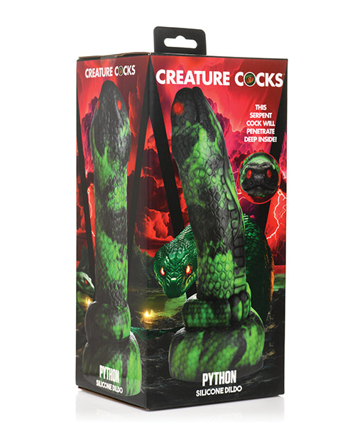 Dildo din silicon Fantasy Python - Negru/Verde