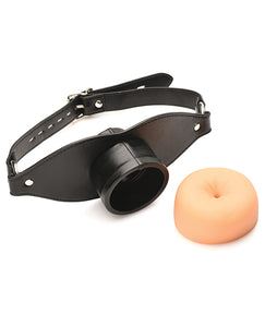 Ultimate Kinky Gag with Realistic TPE Backdoor Insert Light Black