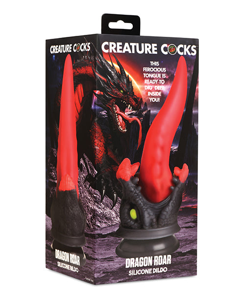 Mythical Beast Silicone Dildo - Fiery Red and Black