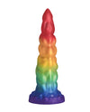 Dildo en silicone en forme de corne de licorne fantaisie - Délice arc-en-ciel irisé