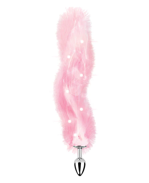 Foxy Tail Light Up Faux Fur Butt Plug Pink Glow Edition