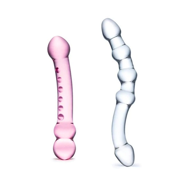 #11 - Glas 2 pc Double Pleasure Glass Dildo Set