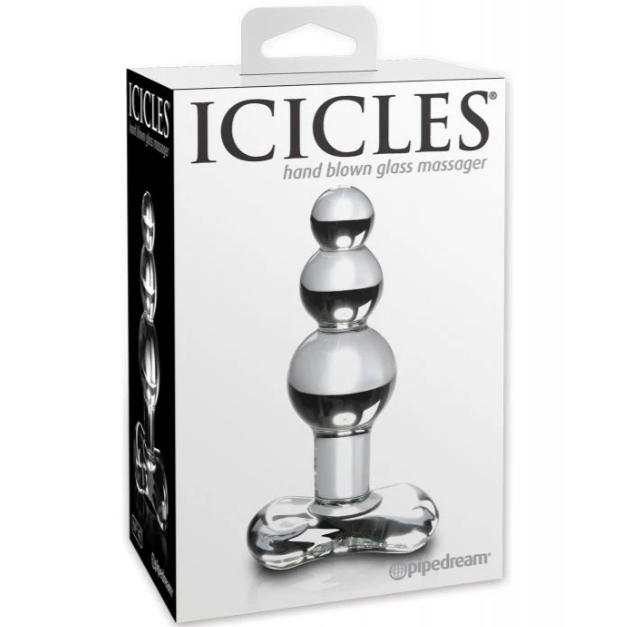 #8 - Icicles No 47 Hand Blown Glass Butt Plug Clear Tip For Anal Play