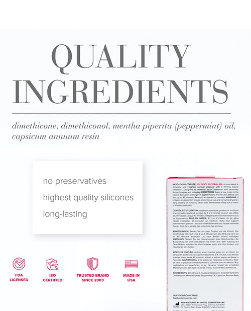 JO Spicy Clitoral Gel Warming Stimulant Silicone Based Lubricant 0.34 Oz