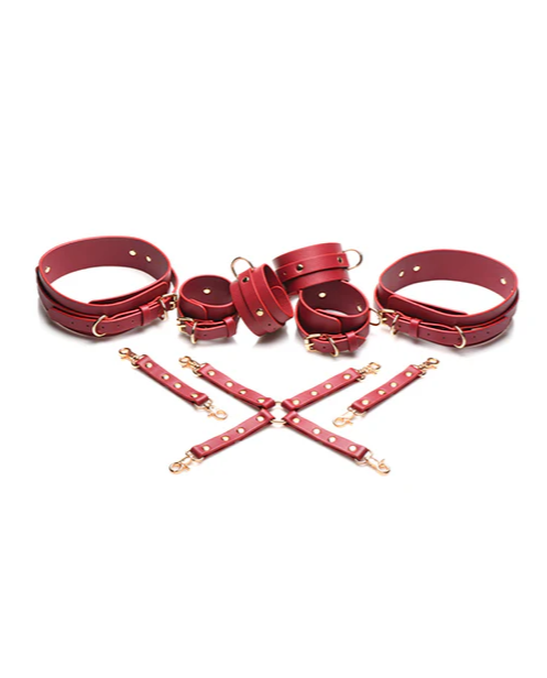 Master Series Crimson Captive Thigh, Wrist, Ankle Hog Tie Restraints