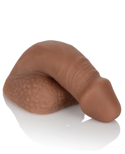 #8 – Packer Gear 5 Inch Silicone Packing Penis Brown Harness Base