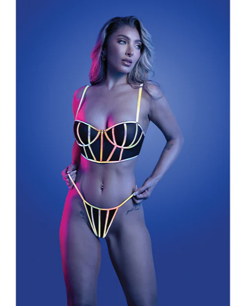 #20 - Solar Flare Reflective Binding Underwire Bra And Thong Set