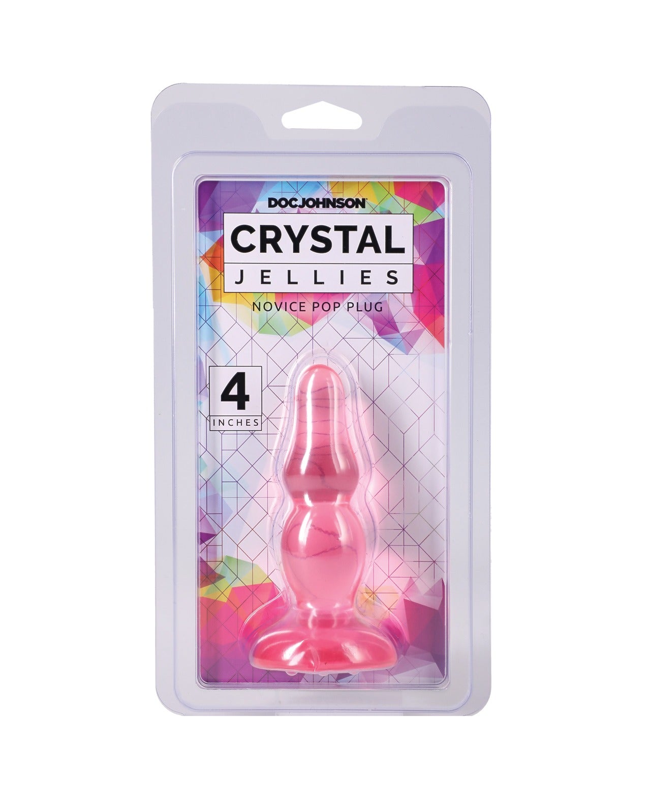 Plug anal rose pour débutants Crystal Jellies de 4 pouces de Doc Johnson avec base à ventouse