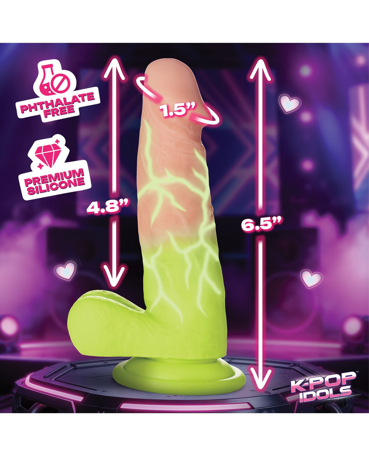 K Pop Idols Reiven Silicone Dildo With Balls Green Hair Tattoo Look