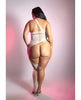 Load image into Gallery viewer, Floral Knit Bodystocking And Panty Glows Blue Lingerie Size Qn
