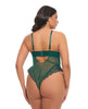 Load image into Gallery viewer, Valentine Green Lace Teddy With Bow Details Soft Cup Plus Size 1X 2X
