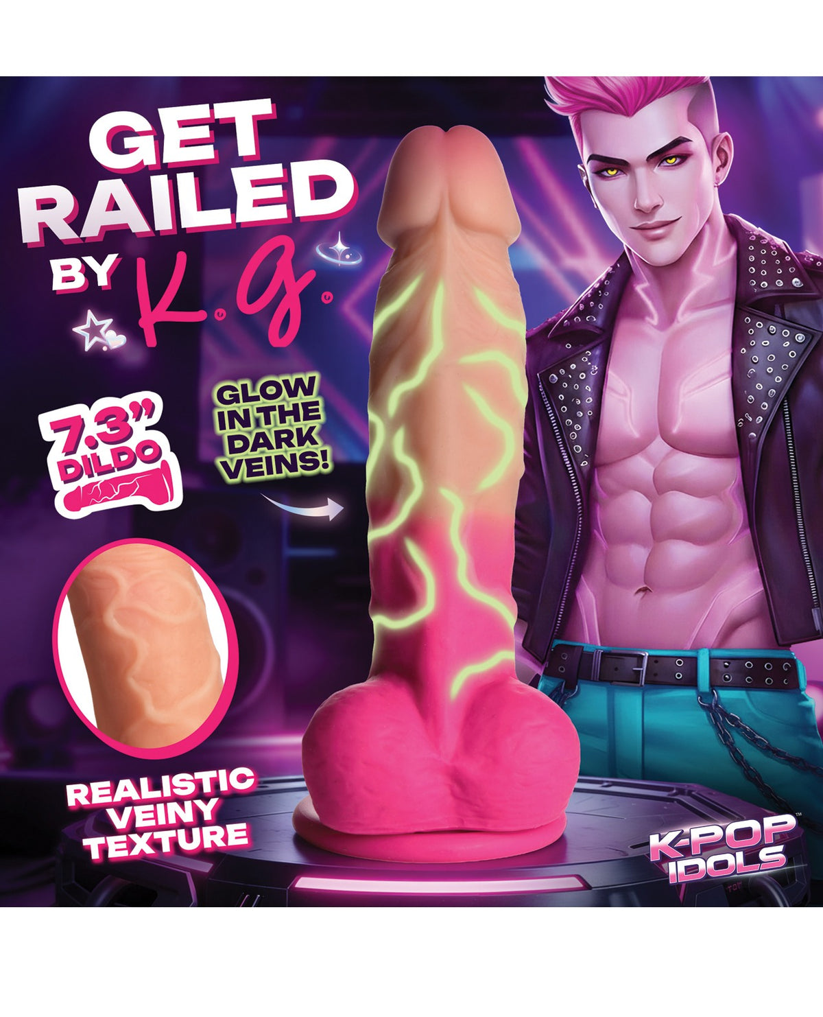 Dildo pentru adulți din silicon, cu două bile, Stylish K Pop Idol KG