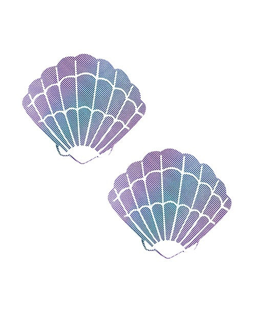 Cache-tétons coquillage sirène luxueux scintillant, lilas, lot de deux