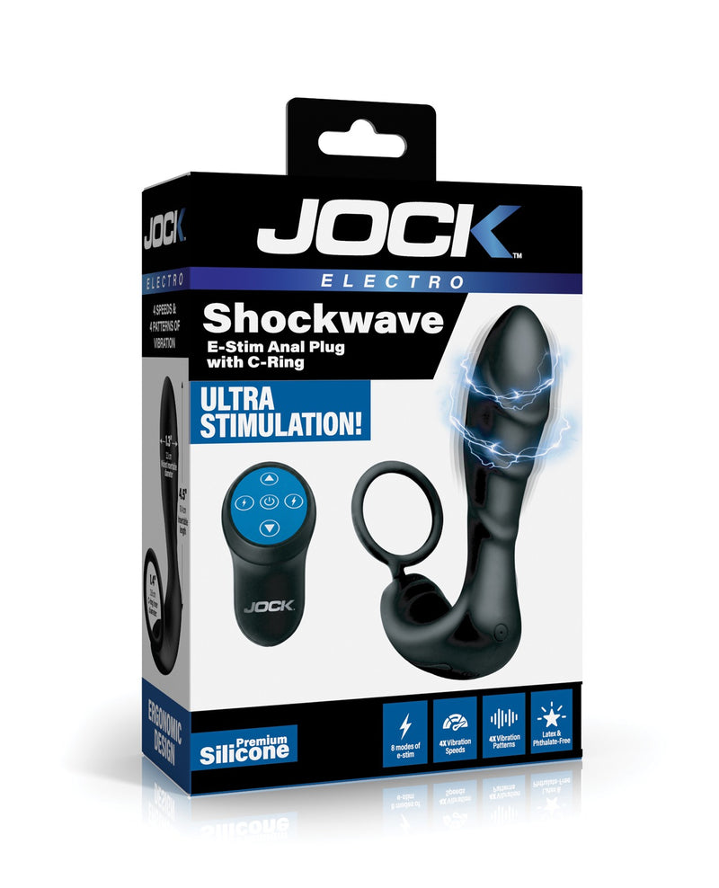 Cargue la imagen en el visor de la galería, Plug anal de electroestimulación Jock Shockwave de Curve Toys con anillo C y para próstata
