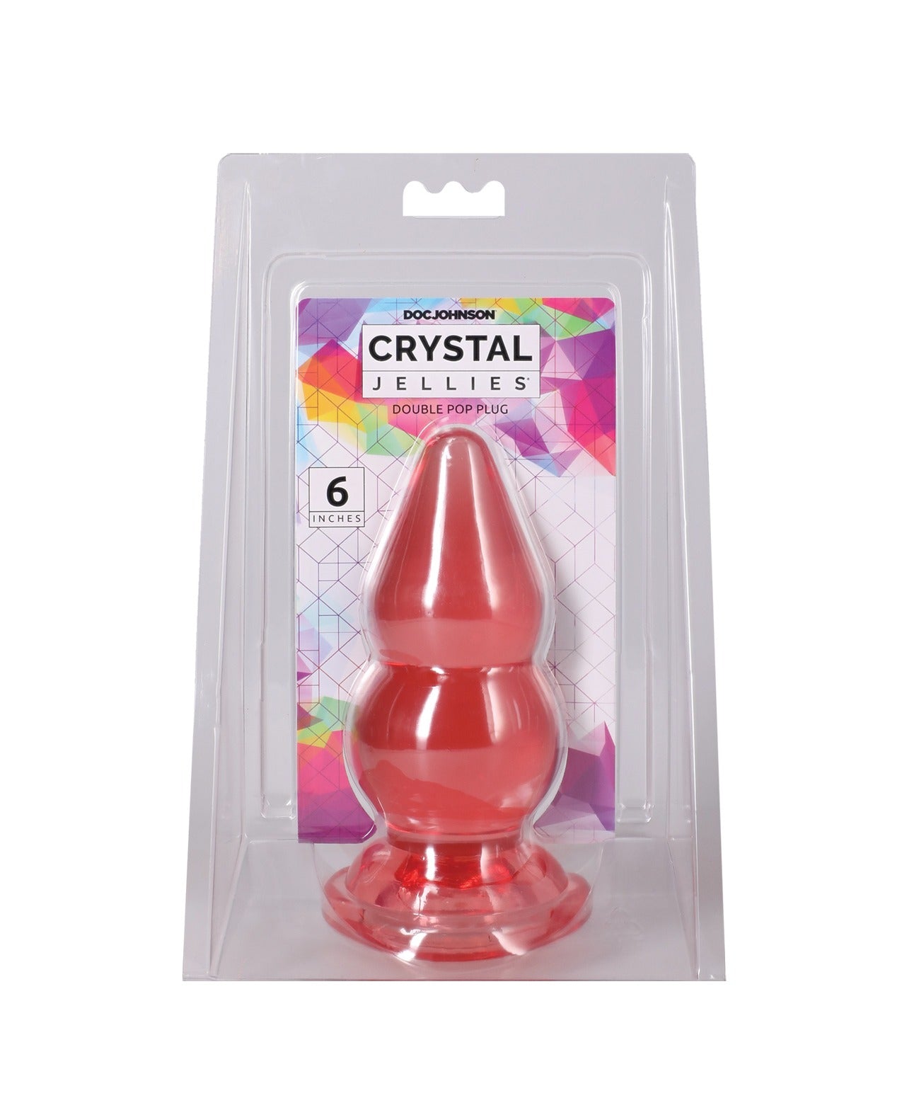 Plug anal doble Doc Johnson Crystal Jellies de 6 pulgadas con base ensanchada, rosa