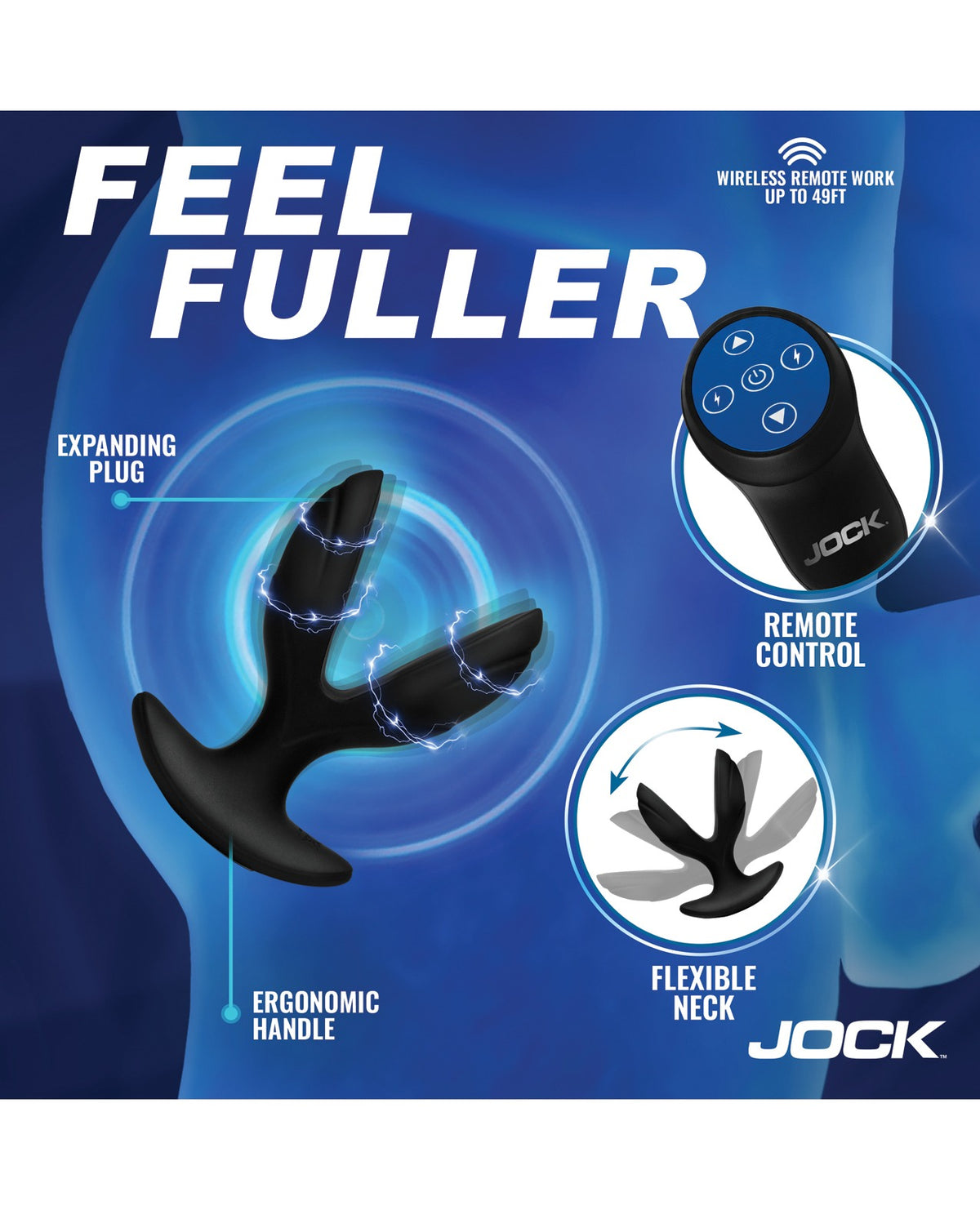 Plug anal vibratorio de electroestimulación Jock Electro Power Pulse de Curve Toys