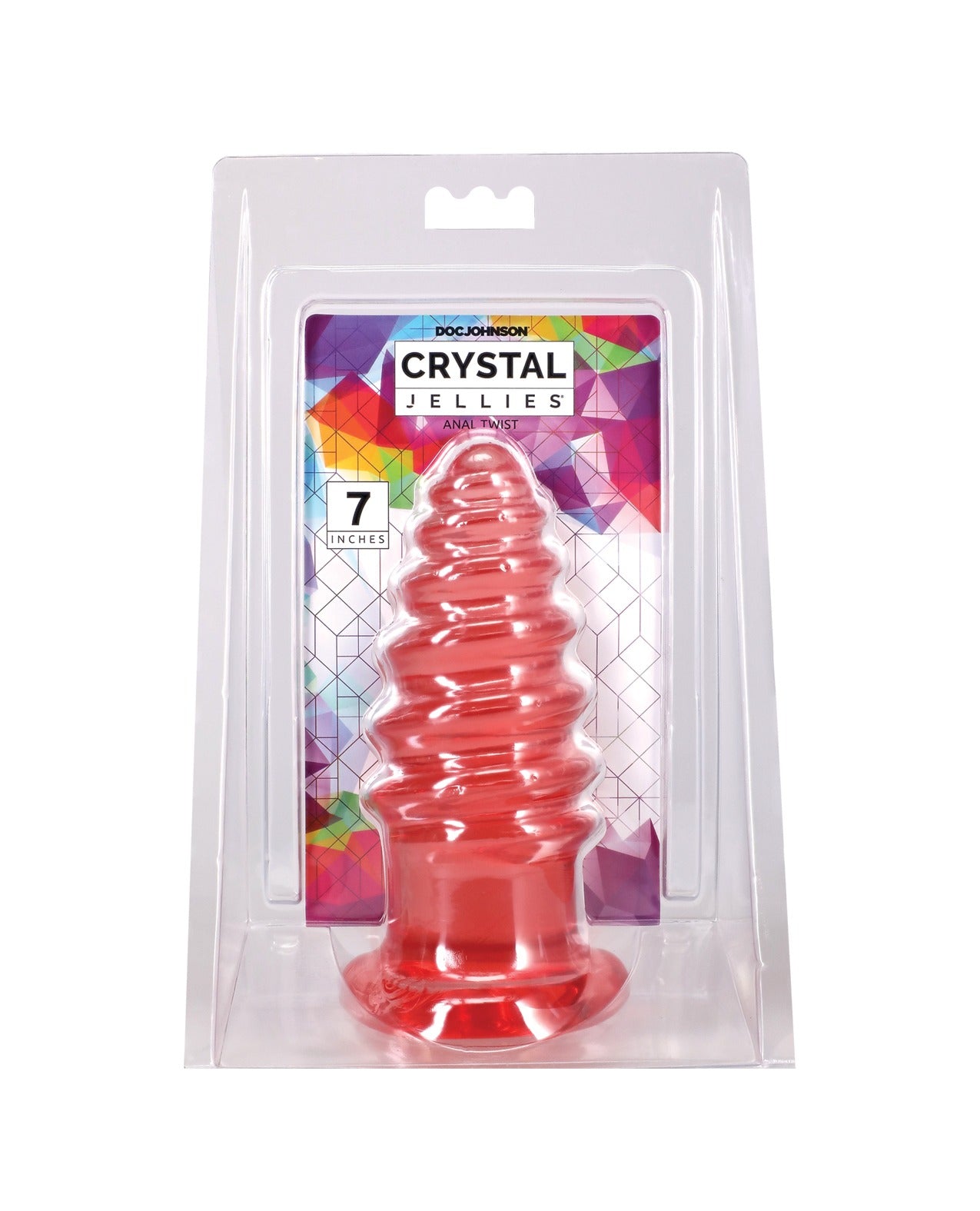 Doc Johnson Crystal Jellies da 7 pollici rosa, plug anale twist con scanalature