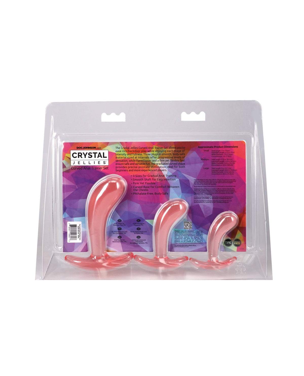 Conjunto de treinamento anal curvo Pink Crystal Jellies com base alargada