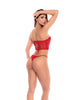 Bild in den Galerie-Viewer laden, Trägerloses Spitzen-Bustier-Set mit tiefem Ausschnitt und String, Dessous in Rot
