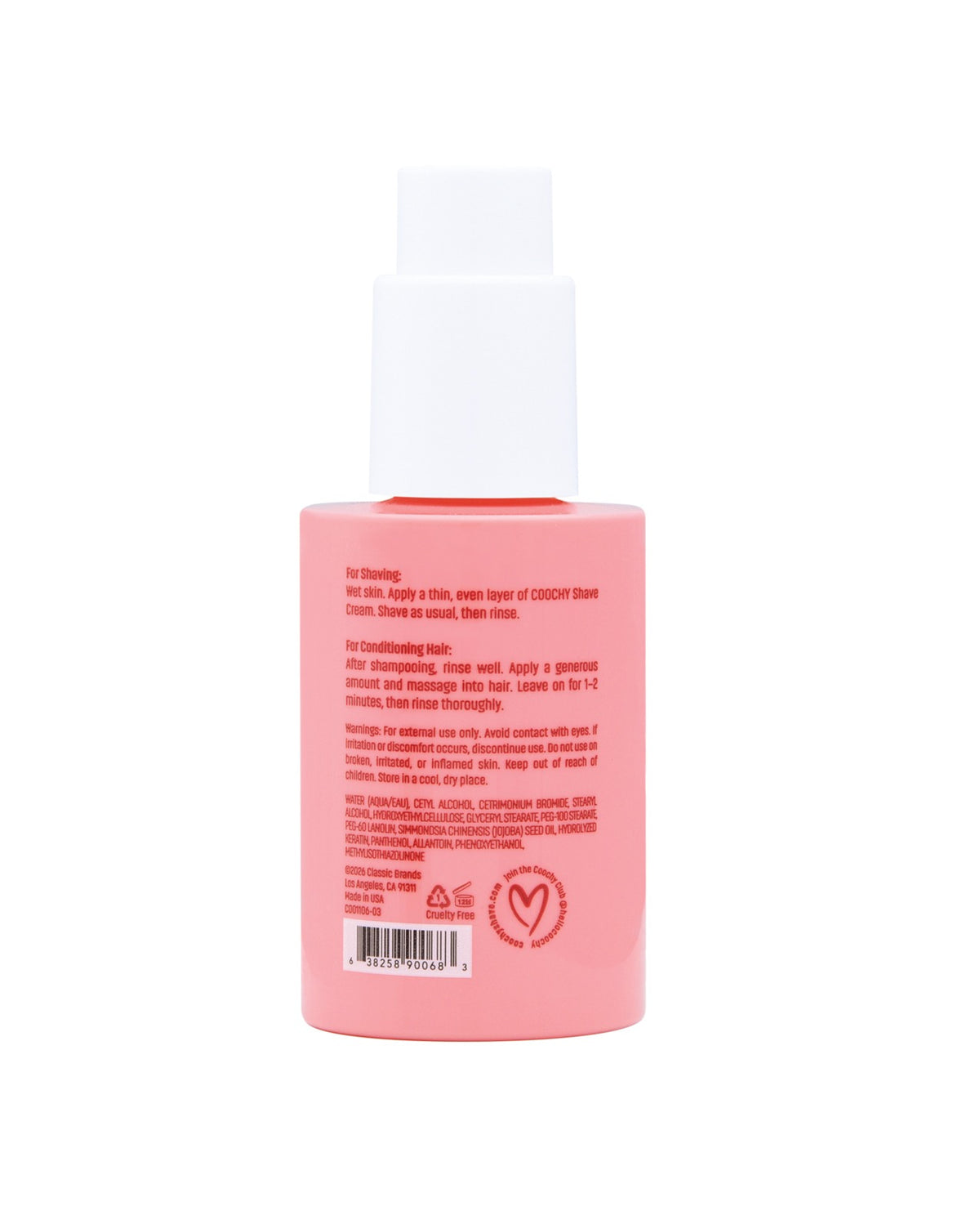 Coochy Pear Berry Shave Cream for Bikini Line Care 3.4 Oz