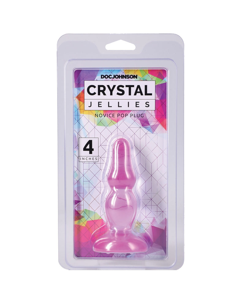 Bild in den Galerie-Viewer laden, Doc Johnson Crystal Jellies 4-Zoll-Analplug „Pop Plug“ für Anfänger in Lila mit Saugnapf
