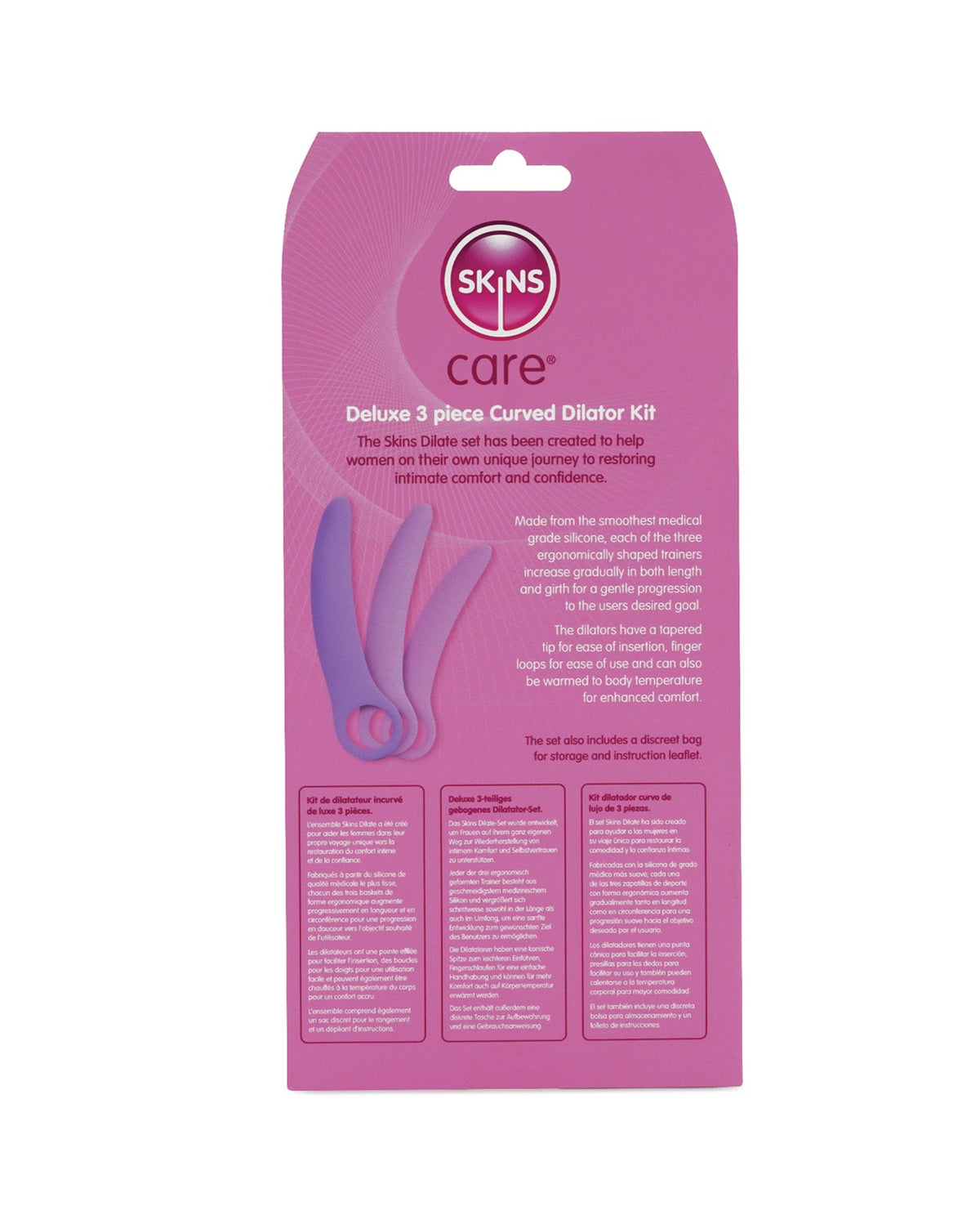 Skins Care Curved Silicone Dilators 3 Piece Set Medium Large Medical Grade