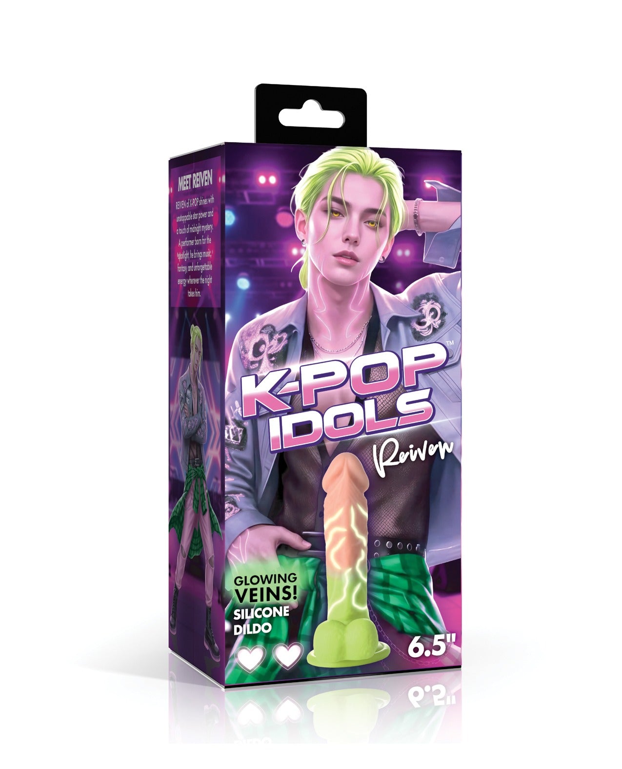 K Pop Idols Reiven Silicone Dildo With Balls Green Hair Tattoo Look