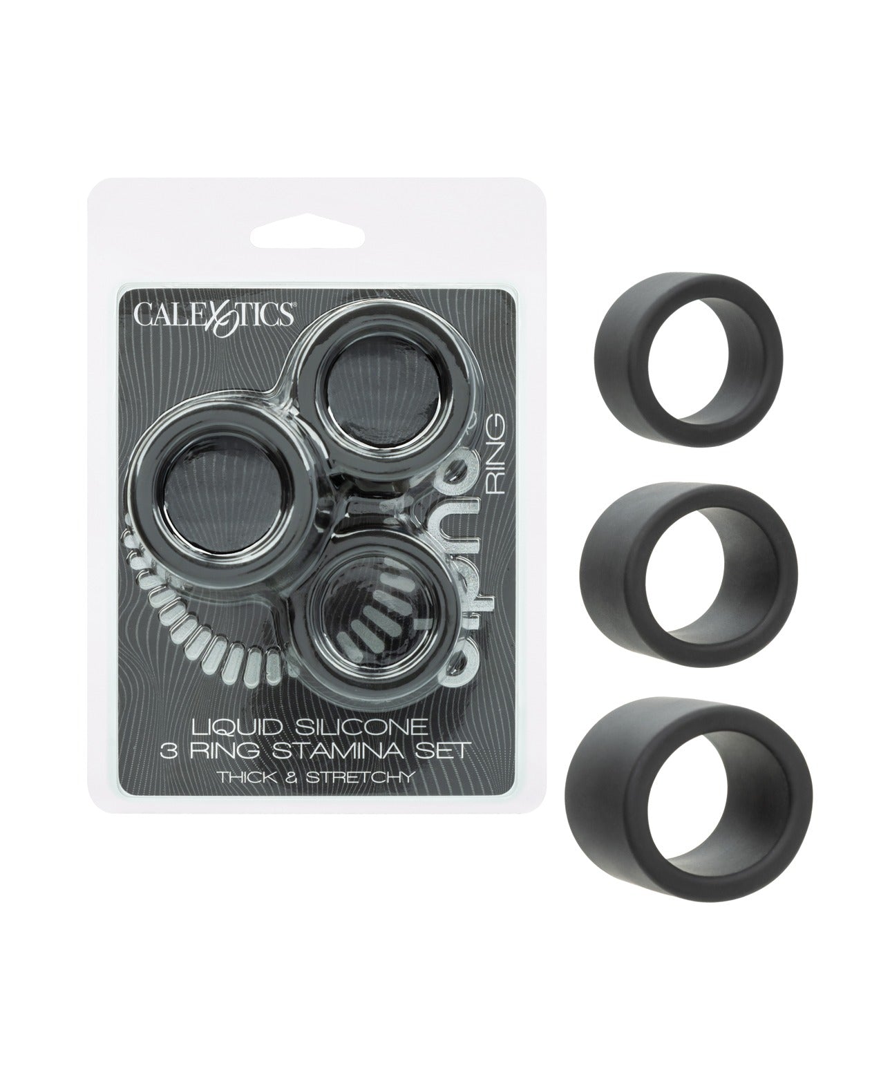 Set Alpha Premium de îmbunătățire a rezistenței, cu trei inele pentru penis din silicon lichid