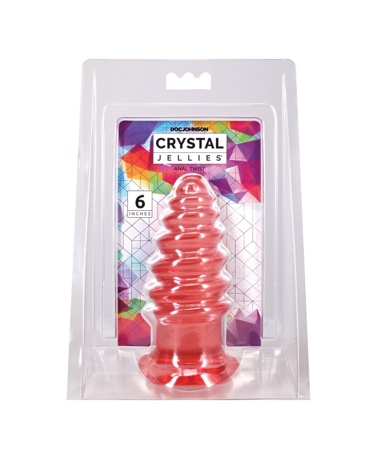 Giocattolo anale Twist in Crystal Jelly Doc Johnson, rosa, da 6 pollici, con rilievi e base svasata